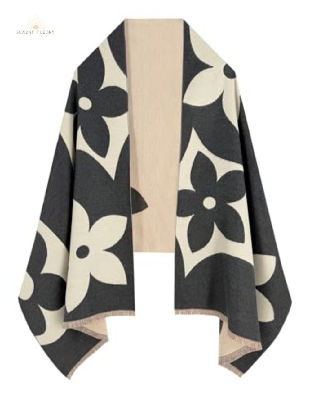 Reversible Pashmina Shawl Wrap Acrylic Floral Scarf Evening Wedding